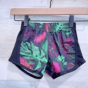Nike Dri Fit Running Shorts with Liner Black Tropical Floral Toddler Girl 2T
